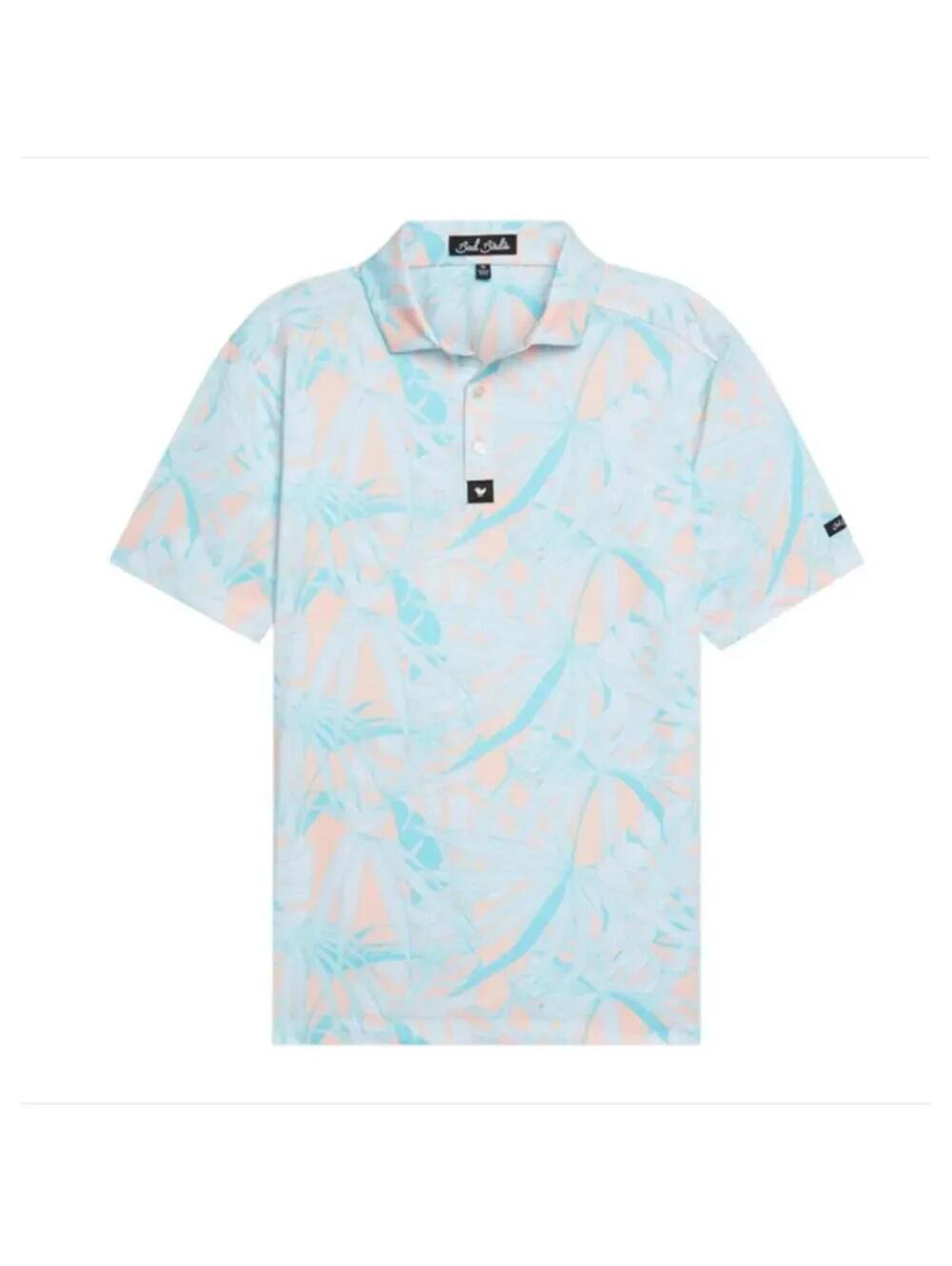Bad Birdie Polo Shirt Pastel Tropical Print Short Sleeve XL